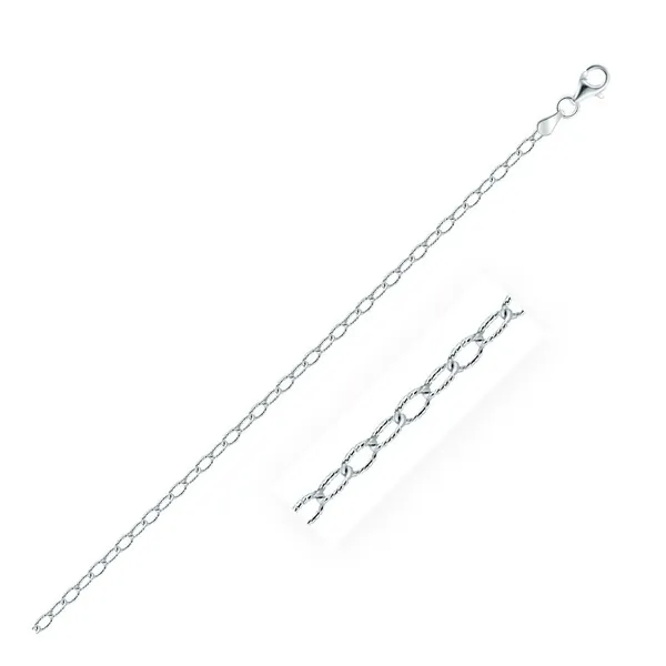 Unbranded 40453-16 Rhodium Plated 2.5mm Sterling Silver Rolo Style Cha