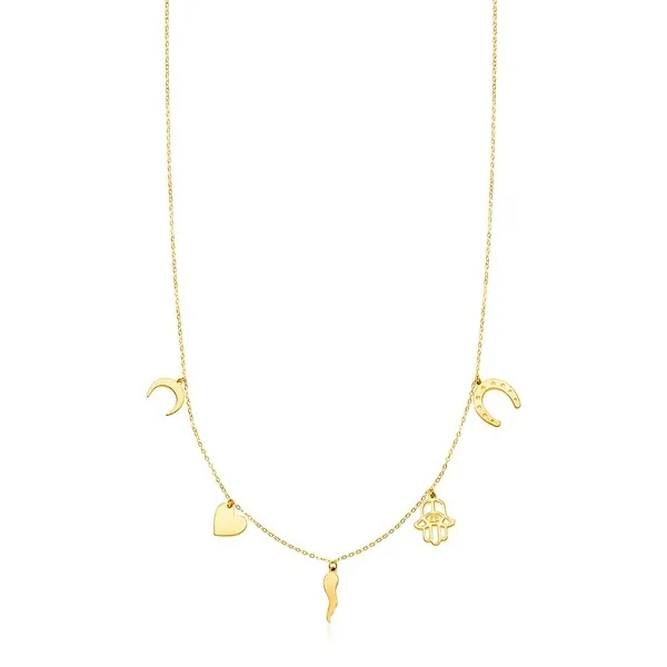 Unbranded 47678-18 14k Yellow Gold Necklace With Polished Charms Size: