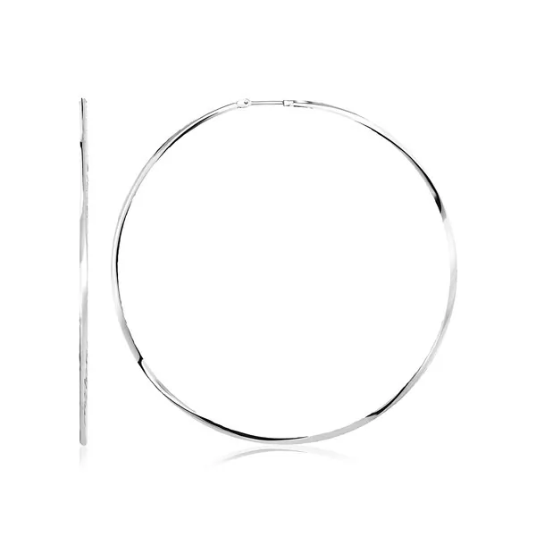 Unbranded 06037 Sterling Silver Large Polished Round Hoop Earrings