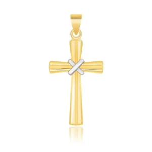 Unbranded 86769 14k Two-tone Gold Cross Pendant With A Center X Design