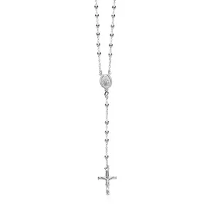 Unbranded 46954-26 Polished Rosary Chain And Bead Necklace In Sterling