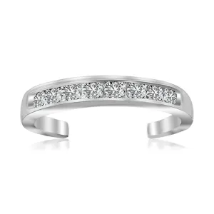 Unbranded 67658 Sterling Silver Rhodium Finished Toe Ring With White T