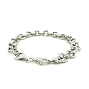 Unbranded 76455-8 Sterling Silver Rolo Style Polished Charm Bracelet W