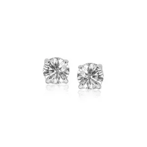 Unbranded 05873 14k White Gold Stud Earrings With White Hue Faceted Cu