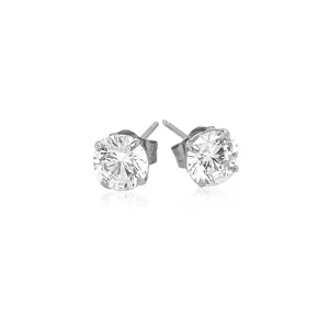 Unbranded 05873 14k White Gold Stud Earrings With White Hue Faceted Cu