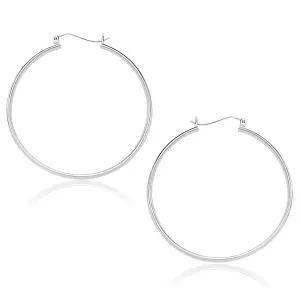 Unbranded 03246 10k White Gold Polished Hoop Earrings (40mm)