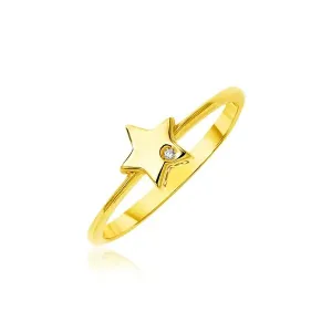 Unbranded 39626-7 14k Yellow Gold Polished Star Ring With Diamond Size