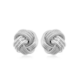 Unbranded 83955 14k White Gold Love Knot With Ridge Texture Earrings