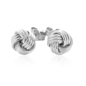 Unbranded 83955 14k White Gold Love Knot With Ridge Texture Earrings