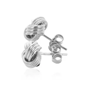 Unbranded 83955 14k White Gold Love Knot With Ridge Texture Earrings