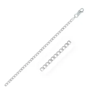 Unbranded 60698-18 Rhodium Plated 3.0mm Sterling Silver Curb Style Cha