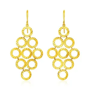 Unbranded 58809 14k Yellow Gold Earrings With Textured Open Circle Mot