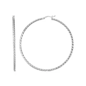 Unbranded 50794 Hoop Earrings With Twist Texture In Sterling Silver