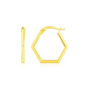 Unbranded 71354 14k Yellow Gold Hexagon Shaped Hoop Earrings