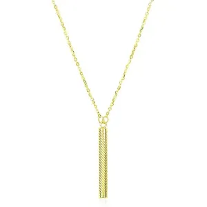 Unbranded 70907-18 14k Yellow Gold Textured Cylinder Pendant Chain Nec