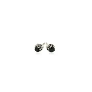 Unbranded 02089 14k White Gold Black 3mm Faceted Cubic Zirconia Stud E