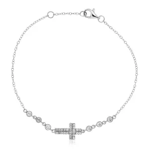 Unbranded 52537-7 Sterling Silver Cross Bracelet With Cubic Zirconias 