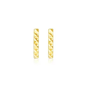 Unbranded 96996 14k Yellow Gold Textured Bar Earrings