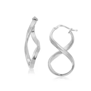 Unbranded 05446 14k White Gold Twist Motif Polished Hoop Earrings