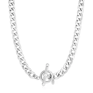 Unbranded 07385-18 Sterling Silver Polished Wide Link Toggle Necklace 