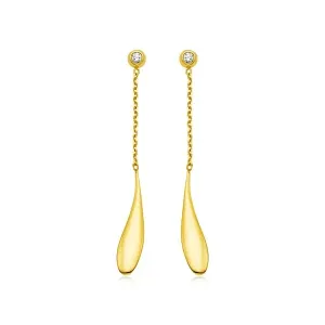 Unbranded 63970 14k Yellow Gold Teardrop Earrings With Diamonds