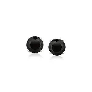 Unbranded 40836 14k White Gold Stud Earrings With Black 6mm Faceted Cu