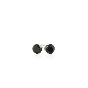 Unbranded 40836 14k White Gold Stud Earrings With Black 6mm Faceted Cu