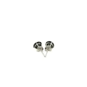 Unbranded 40836 14k White Gold Stud Earrings With Black 6mm Faceted Cu