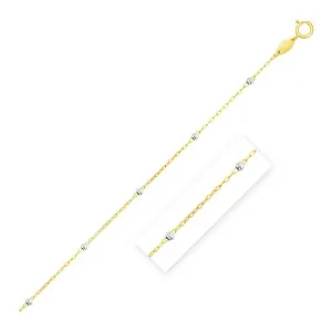 Unbranded 66240-18 Diamond Cut Bead Links Pendant Chain In 14k Two Ton