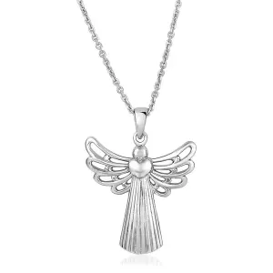 Unbranded 32289-18 Sterling Silver Textured Angel Pendant Size: 18