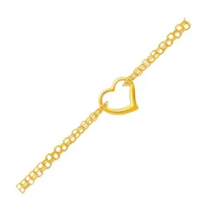 Unbranded 66454-10 14k Yellow Gold Double Rolo Chain Anklet With An Op