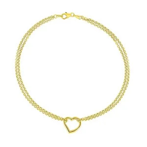 Unbranded 66454-10 14k Yellow Gold Double Rolo Chain Anklet With An Op