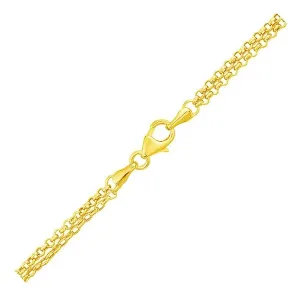 Unbranded 66454-10 14k Yellow Gold Double Rolo Chain Anklet With An Op