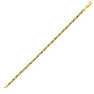 Unbranded 68645-7.25 Two-toned Fine Wheat Chain Bracelet In 10k Yellow