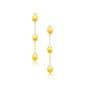 Unbranded 61644 14k Yellow Gold Textured And Shiny Pebble Dangling Ear