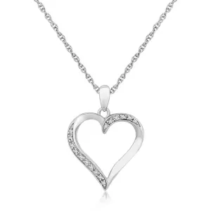 Unbranded 74590-18 Sterling Silver Twisted Open Heart Diamond Accented