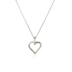 Unbranded 74590-18 Sterling Silver Twisted Open Heart Diamond Accented