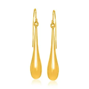 Unbranded 69906 14k Yellow Gold Long Polished Teardrop Dangling Earrin