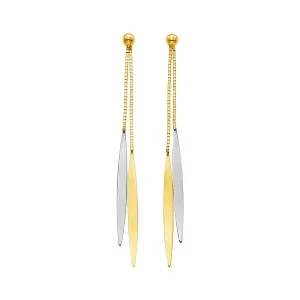 Unbranded 57760 14k Two Tone Gold Polished Narrow Oval Earrings