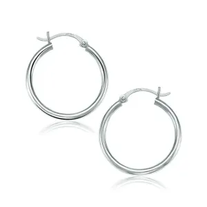 Unbranded 56787 10k White Gold Polished Hoop Earrings (25 Mm)