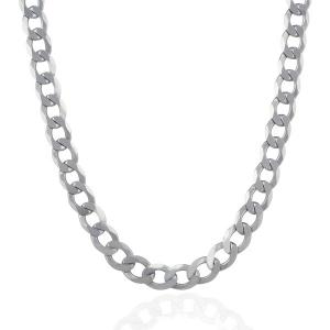 Unbranded 86558-24 Rhodium Plated 8.4mm Sterling Silver Curb Style Cha