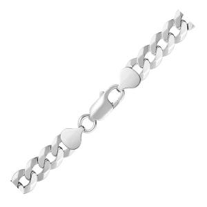 Unbranded 86558-24 Rhodium Plated 8.4mm Sterling Silver Curb Style Cha