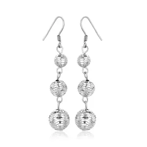 Unbranded 36724 Sterling Silver Layered Textured Ball Dangling Earring