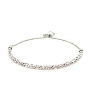 Unbranded 06430-9.25 Sterling Silver 9 14 Inch Adjustable Bracelet Wit