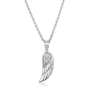 Unbranded 38890-18 Sterling Silver With Textured Angel Wing Pendant Si