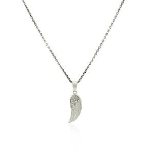 Unbranded 38890-18 Sterling Silver With Textured Angel Wing Pendant Si