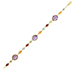 Unbranded 87576-7.5 14k Yellow Gold Bracelet With Multi-colored Stones