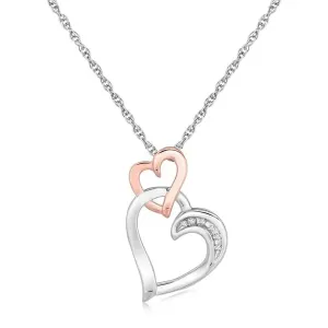 Unbranded 74729-18 Sterling Silver Cascading Dual Heart Diamond Accent