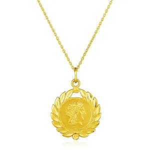 Unbranded 08830-18 14k Yellow Gold With Roman Coin Pendant Size: 18