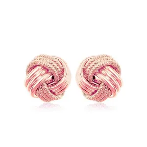 Unbranded 76751 14k Rose Gold Love Knot With Ridge Texture Earrings